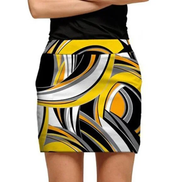 Loudmouth Yellow Swirl Skort Size 0 Golf Tennis - Picture 4 of 7